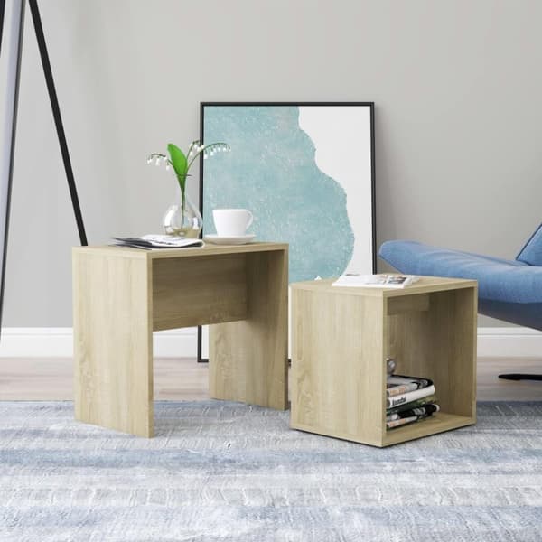 vidaXL Soffbord set sonoma-ek 48x30x45 cm spånskiva