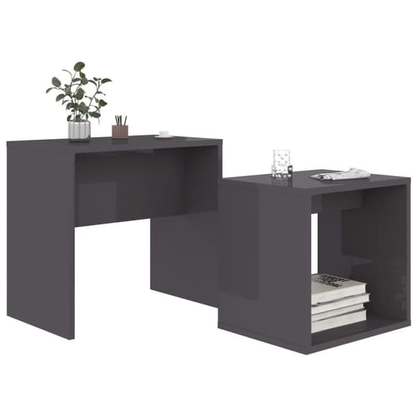 vidaXL Soffbord set grå högglans 48x30x45 cm spånskiva