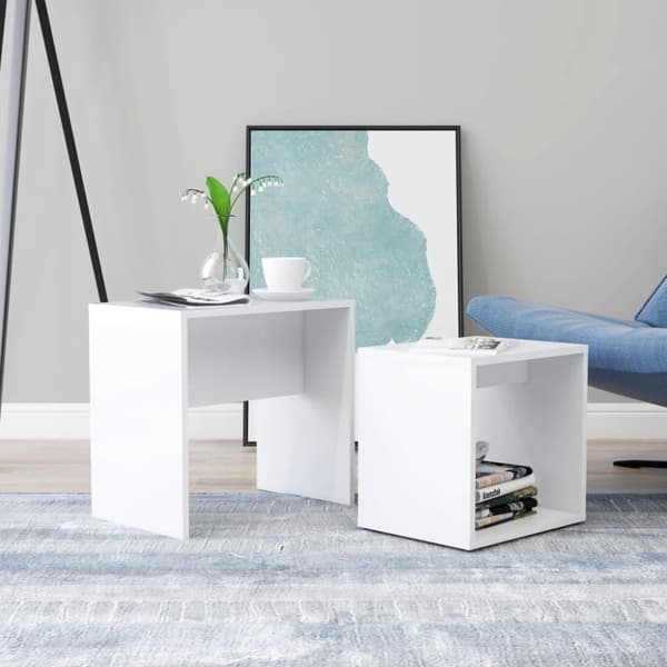vidaXL Sofabordsett hvit 48x30x45 cm sponplate change2