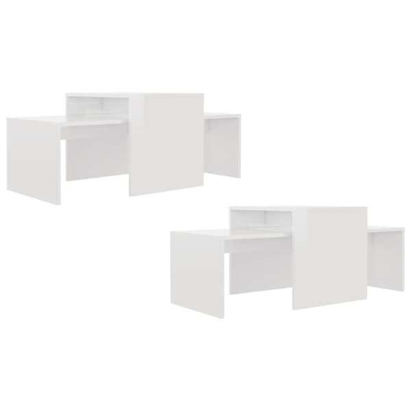 vidaXL Sofabordsett høyglans hvit 100x48x40 cm sponplate change2