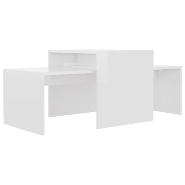 vidaXL Sofabordsett høyglans hvit 100x48x40 cm sponplate change2