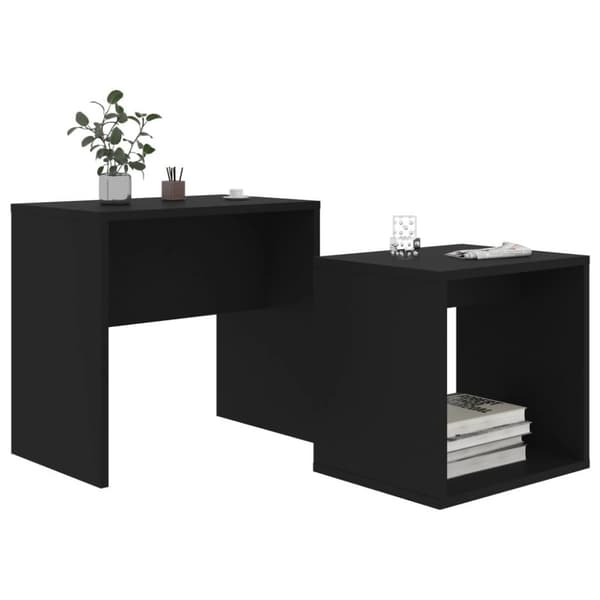 vidaXL Sofabordsett svart 48x30x45 cm sponplate change2