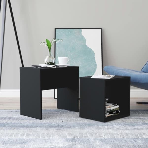 vidaXL Sofabordsett svart 48x30x45 cm sponplate change2