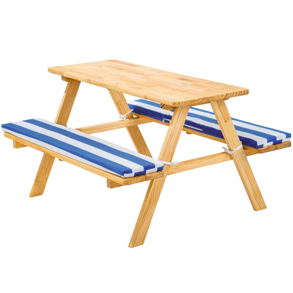 Picnicbord med hynder til børn - blå//hvid