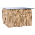 Miniatyrbild 5 av 7: vidaXL Soffbord med glasskiva 66x66x40 cm massiv teak