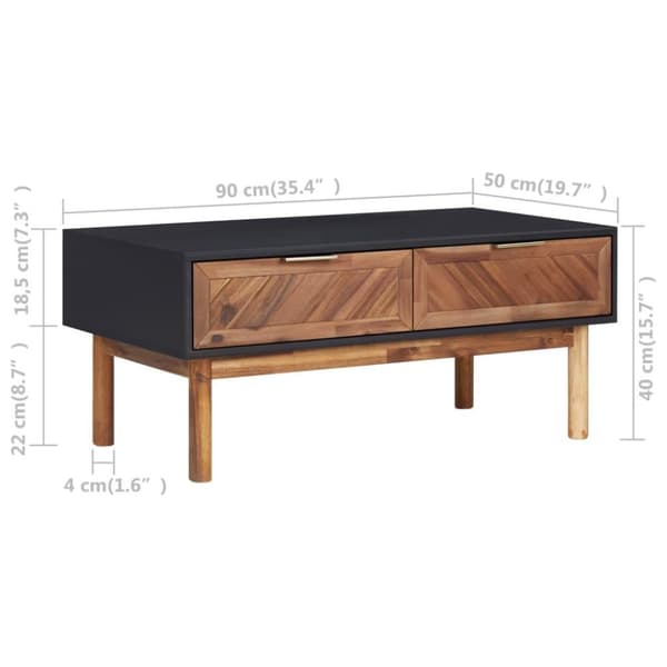 vidaXL sofabord 90x50x40 cm massivt akacietræ og MDF