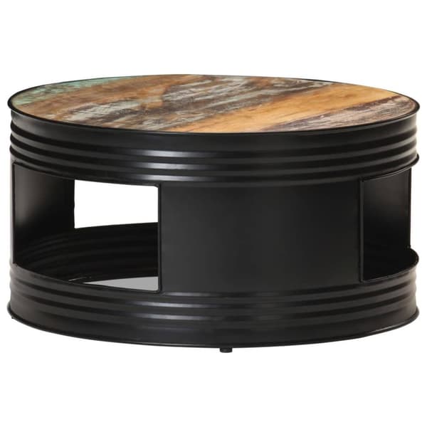 vidaXL sofabord 68x68x36 cm massivt genbrugstræ sort