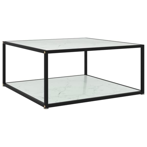 vidaXL Soffbord vit 80x80x35 cm härdat glas