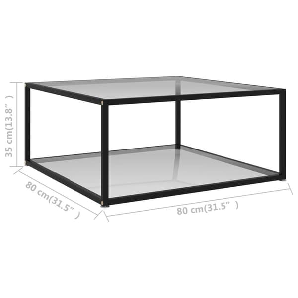 vidaXL Soffbord genomskinligt 80x80x35 cm härdat glas