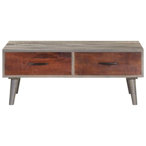 vidaXL sofabord 100x60x40 cm massivt ru mangotræ grå