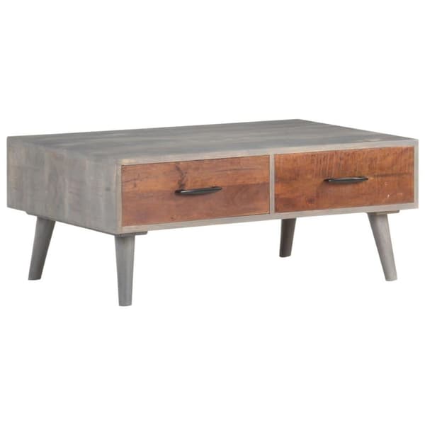 vidaXL sofabord 100x60x40 cm massivt ru mangotræ grå