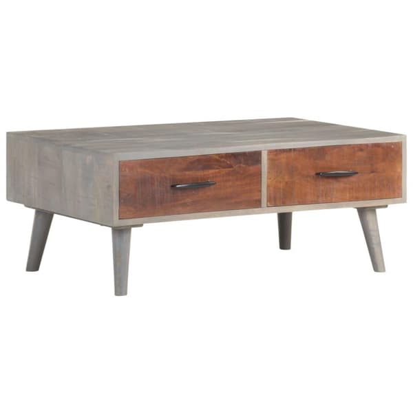 vidaXL sofabord 100x60x40 cm massivt ru mangotræ grå