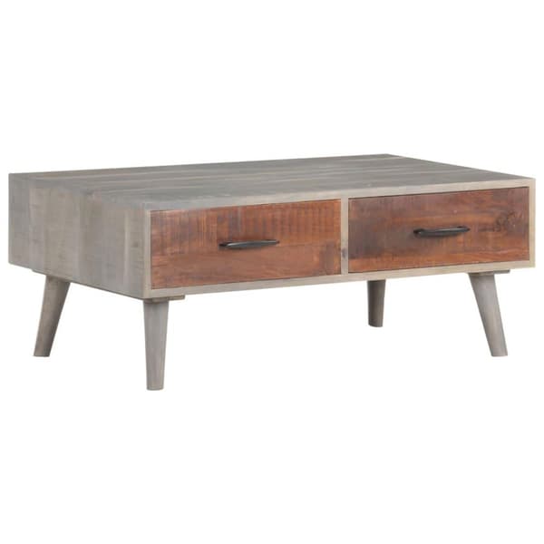 vidaXL sofabord 100x60x40 cm massivt ru mangotræ grå