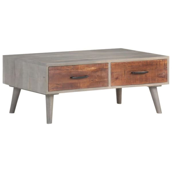 vidaXL sofabord 100x60x40 cm massivt ru mangotræ grå
