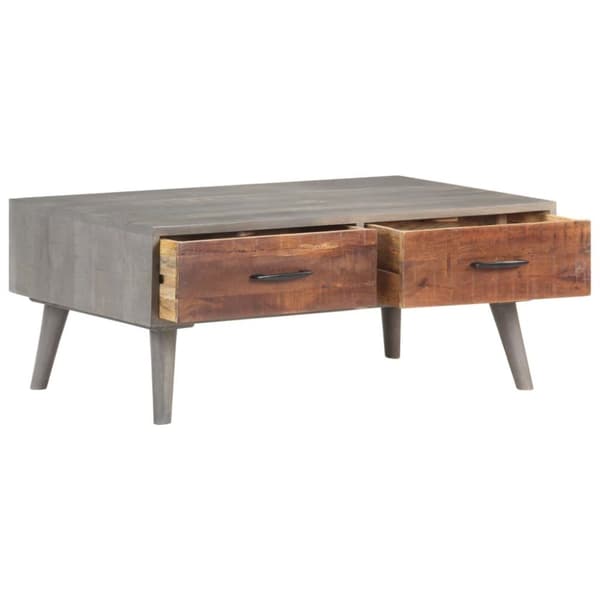 vidaXL sofabord 100x60x40 cm massivt ru mangotræ grå