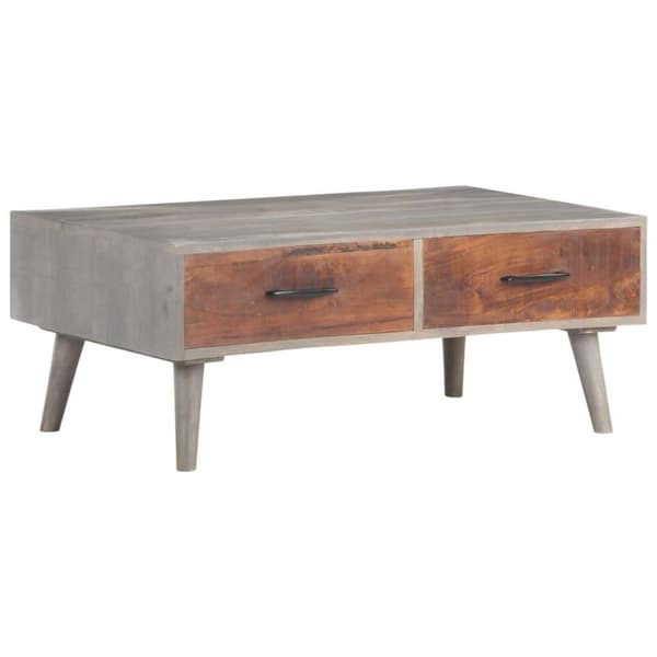 vidaXL sofabord 100x60x40 cm massivt ru mangotræ grå