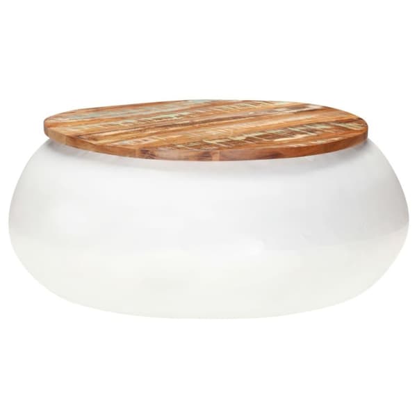 vidaXL Soffbord vit 68x68x30 cm massivt återvunnet trä