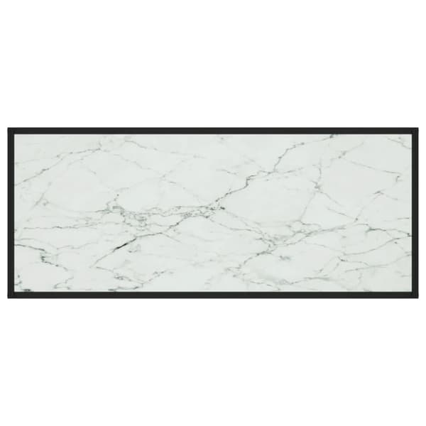 vidaXL Soffbord svart med vit marmor glas 120x50x35 cm