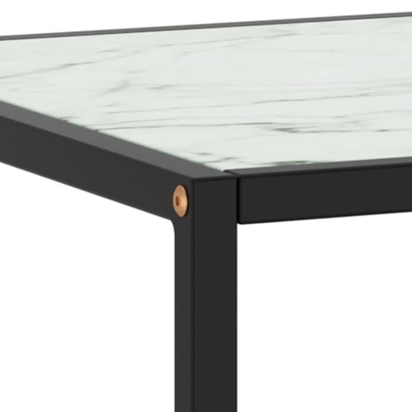 vidaXL Soffbord svart med vit marmor glas 120x50x35 cm