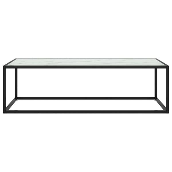 vidaXL Soffbord svart med vit marmor glas 120x50x35 cm