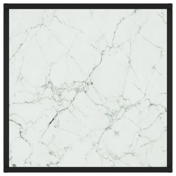 vidaXL Soffbord svart med vit marmor glas 60x60x35 cm