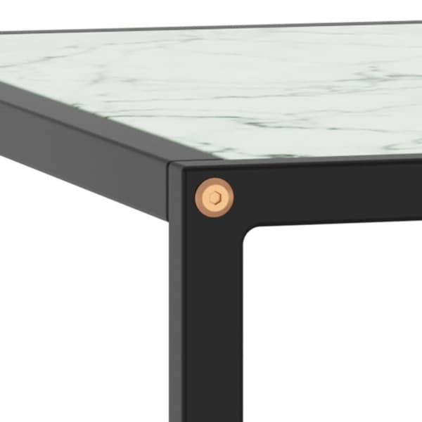 vidaXL Soffbord svart med vit marmor glas 60x60x35 cm