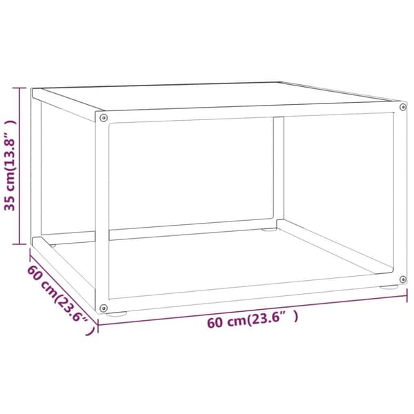 vidaXL Soffbord svart med vit marmor glas 60x60x35 cm