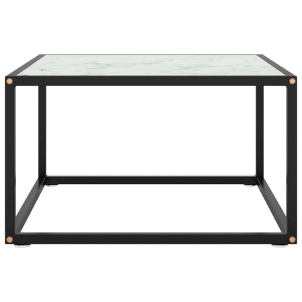 vidaXL Soffbord svart med vit marmor glas 60x60x35 cm