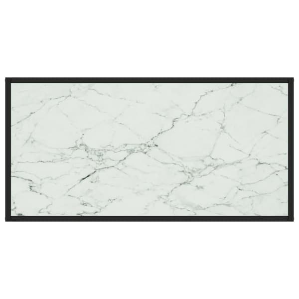vidaXL Soffbord svart med vit marmor glas 100x50x35 cm