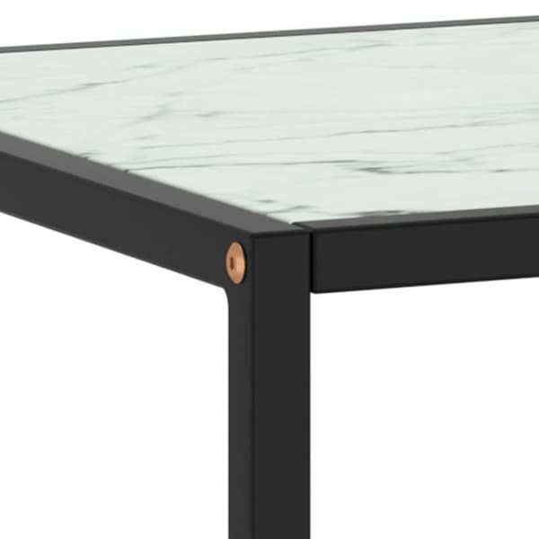 vidaXL Soffbord svart med vit marmor glas 100x50x35 cm