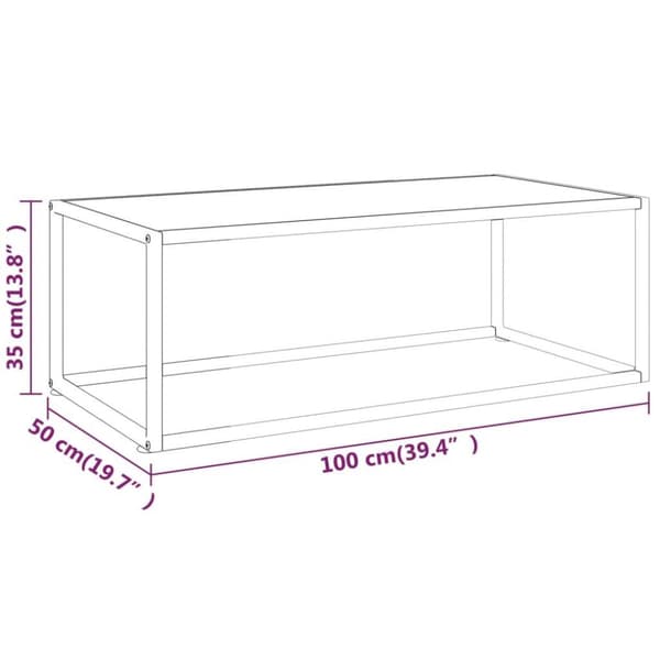 vidaXL Soffbord svart med vit marmor glas 100x50x35 cm