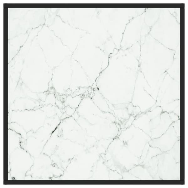 vidaXL Soffbord med svart vit marmor glas 80x80x35 cm