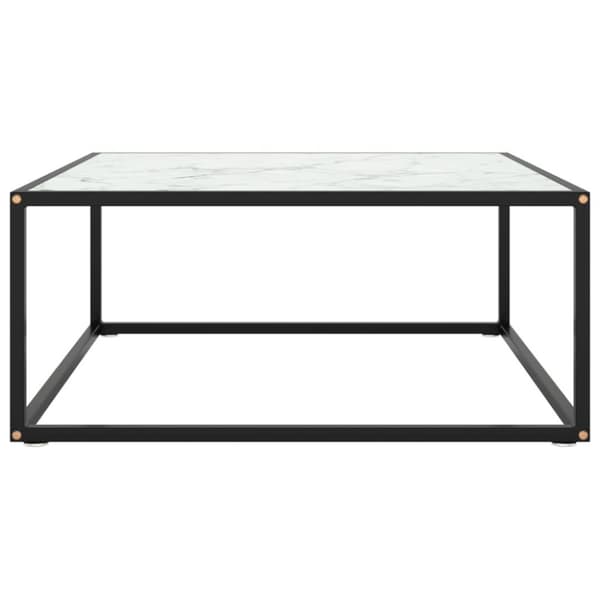 vidaXL Soffbord med svart vit marmor glas 80x80x35 cm