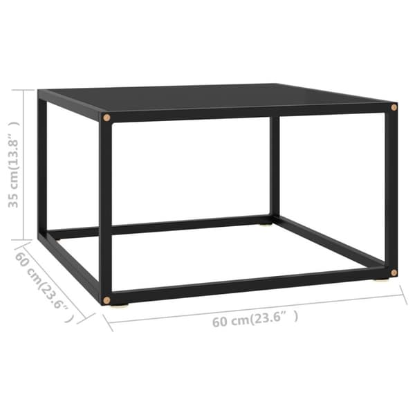 vidaXL Salongbord svart med svart glass 60x60x35 cm