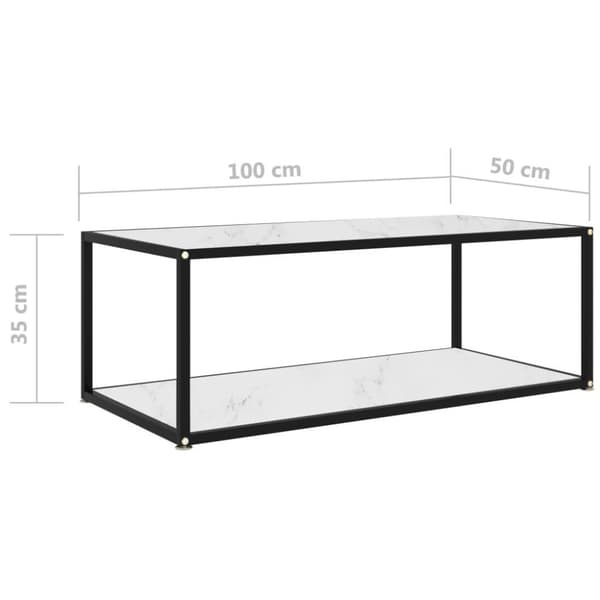 vidaXL Sohvapöytä valkoinen 100x50x35 cm karkaistu lasi
