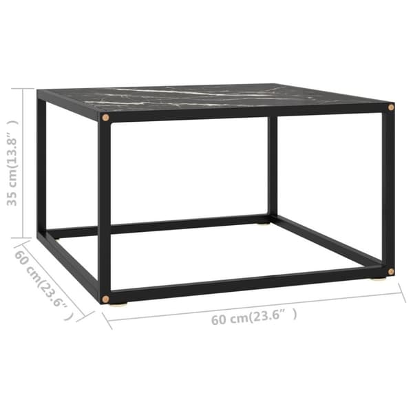 vidaXL sofabord 60x60x35 cm marmorglas sort