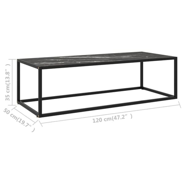 vidaXL sofabord 120x50x35 cm marmorglas sort