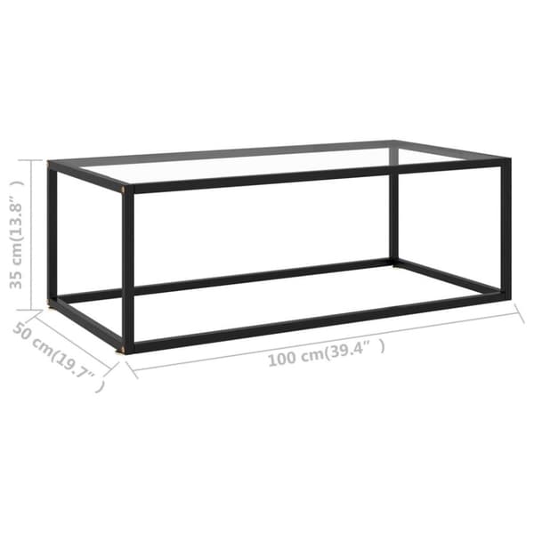 vidaXL sofabord 100x50x35 cm hærdet glas sort