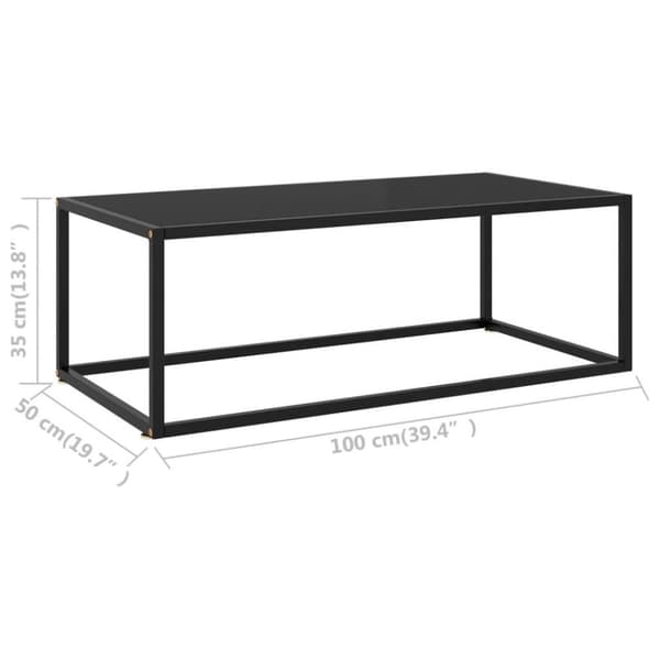 vidaXL sofabord 100x50x35 cm glas sort