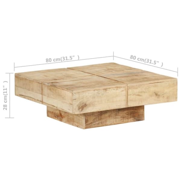 vidaXL Salongbord 80x80x28 cm heltre mango