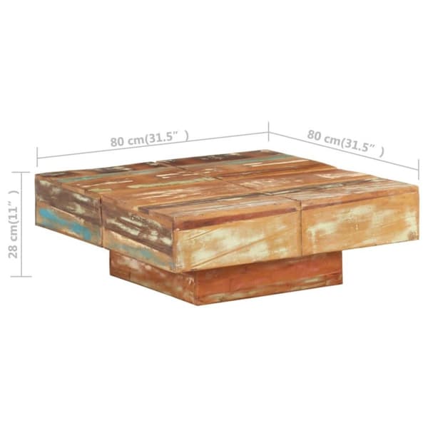 vidaXL sofabord 80x80x28 cm massivt genbrugstræ