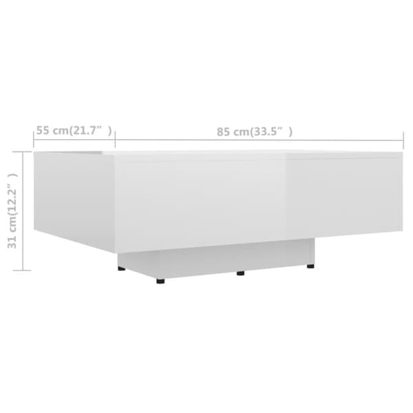 vidaXL Soffbord vit högglans 85x55x31 cm spånskiva