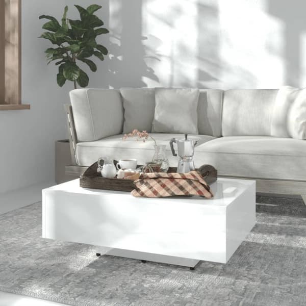 vidaXL Soffbord vit högglans 85x55x31 cm spånskiva