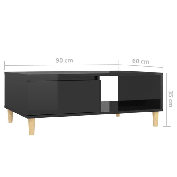 vidaXL Sohvapöytä korkeakiilto musta 90x60x35 cm lastulevy