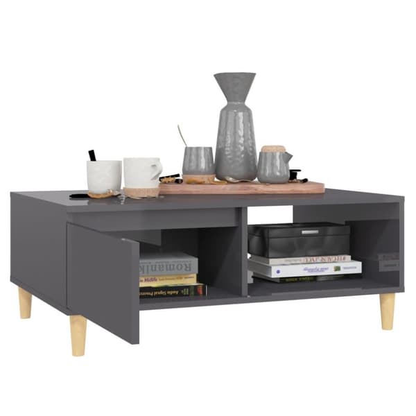 vidaXL sofabord 90x60x35 cm spånplade grå højglans