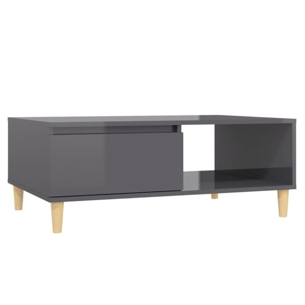 vidaXL Sohvapöytä korkeakiilto harmaa 90x60x35 cm lastulevy