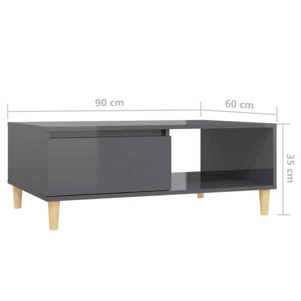vidaXL Salongbord høyglans grå 90x60x35 cm sponplate