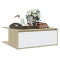 Miniatyrbilde 3 av 9: vidaXL Salongbord hvit og sonoma eik 80x80x31 cm sponplate