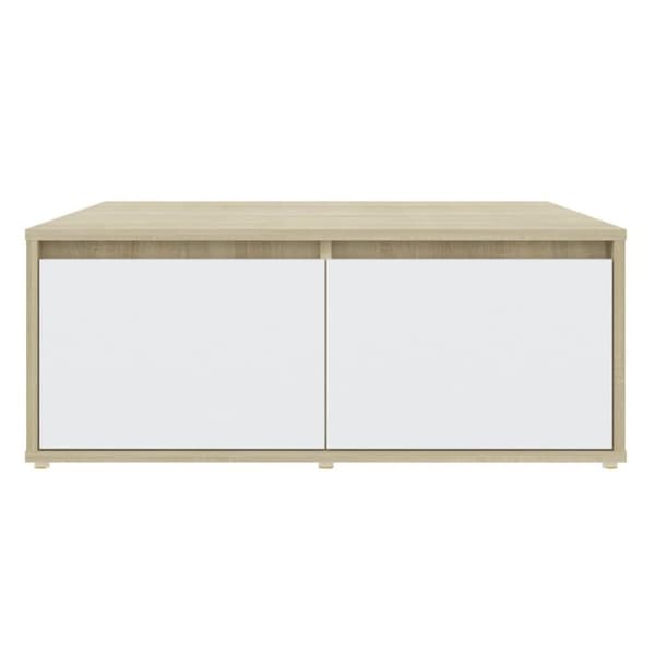 vidaXL Salongbord hvit og sonoma eik 80x80x31 cm sponplate