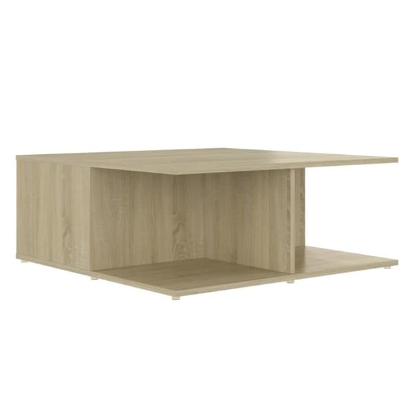 vidaXL Salongbord hvit og sonoma eik 80x80x31 cm sponplate